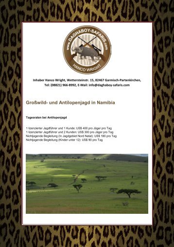 Großwild- und Antilopenjagd in Namibia - DAGHABOY SAFARIS ...