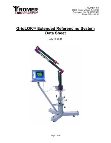 ROMER CIMCORE PRODUCT DATA SHEET