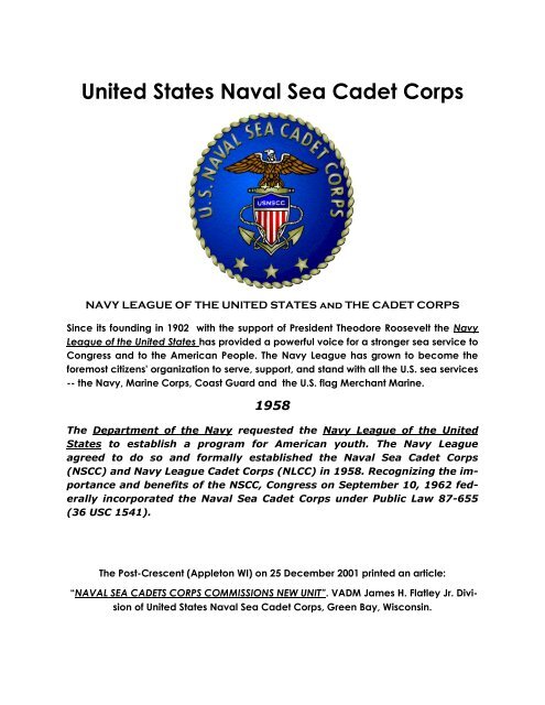 United States Naval Sea Cadet Corps - VADM James H. Flatley Jr ...