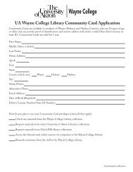 UA Wayne College Library Community Card Application