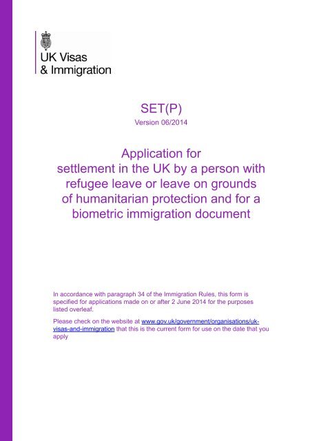 Form SET (Protection Route) - UK Border Agency - the Home Office