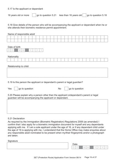 Form SET (Protection Route) - UK Border Agency - the Home Office