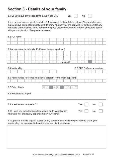 Form SET (Protection Route) - UK Border Agency - the Home Office