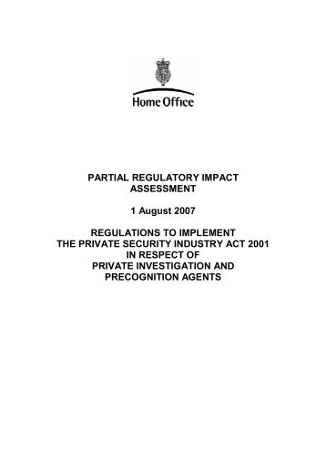 Regulations to Implement the Private Security Industry Act ... - IKD
