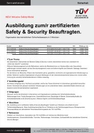 Ausbildung zum/r zertifizierten Safety & Security Beauftragten.