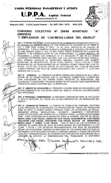 CONVENIO COLECTIVO N° 269/95 APARTADO "A ... - Laboralis