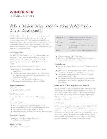 VxBus Device Drivers for Existing VxWorks 6.x Driver ... - Wind River
