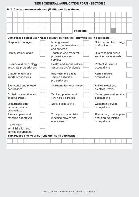 Tier 1 (General) application form - UK Border Agency - the Home ...