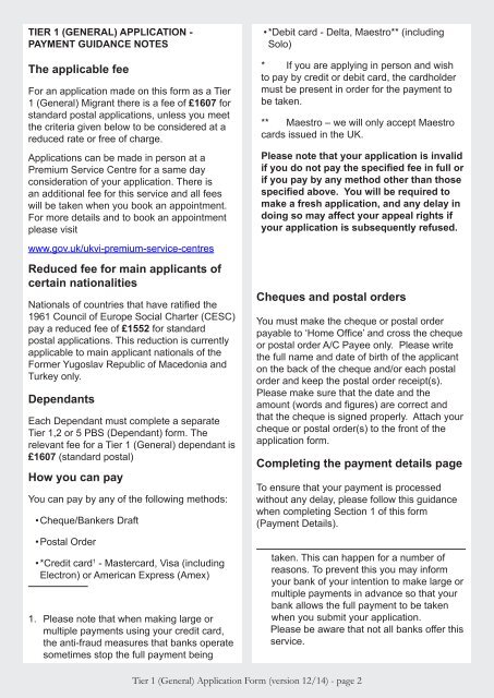 Tier 1 (General) application form - UK Border Agency - the Home ...