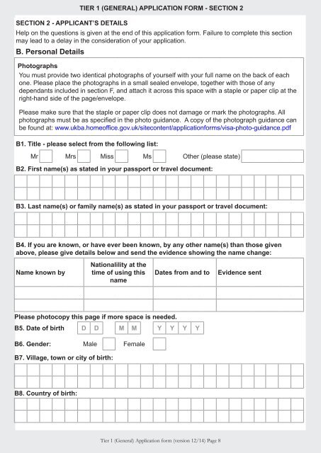 Tier 1 (General) application form - UK Border Agency - the Home ...