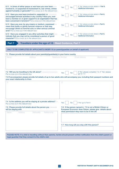 VAF1H application form - visitor in transit - UK Border Agency - the ...