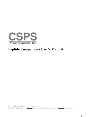 Peptide Companion - User's Manual - 5Z.com