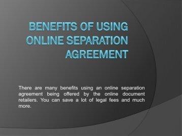 Benefits of using Online Separation Agreement