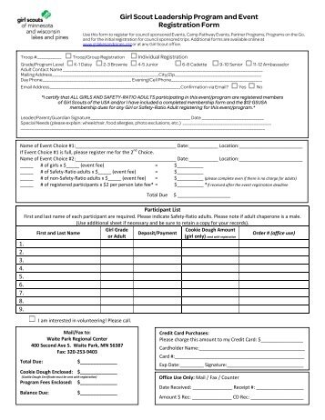 Registration Form - Girl Scouts of Minnesota and Wisconsin Lakes ...