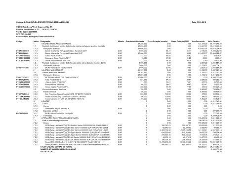 Carteira: OC TESOURO GARANTIDO 1SR 313 Data: 31-03 ... - FEP