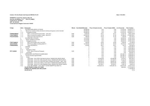 Carteira: OC TESOURO GARANTIDO 1SR 313 Data: 31-03 ... - FEP