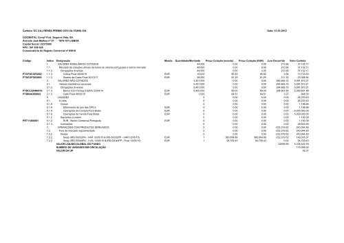 Carteira: OC TESOURO GARANTIDO 1SR 313 Data: 31-03 ... - FEP