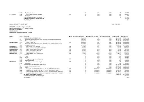 Carteira: OC TESOURO GARANTIDO 1SR 313 Data: 31-03 ... - FEP