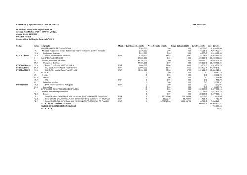 Carteira: OC TESOURO GARANTIDO 1SR 313 Data: 31-03 ... - FEP