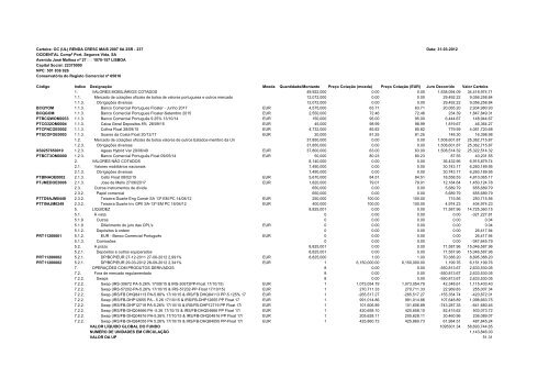 Carteira: OC TESOURO GARANTIDO 1SR 313 Data: 31-03 ... - FEP