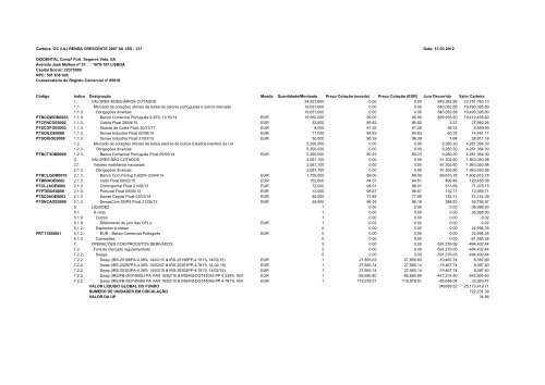 Carteira: OC TESOURO GARANTIDO 1SR 313 Data: 31-03 ... - FEP