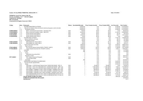 Carteira: OC TESOURO GARANTIDO 1SR 313 Data: 31-03 ... - FEP