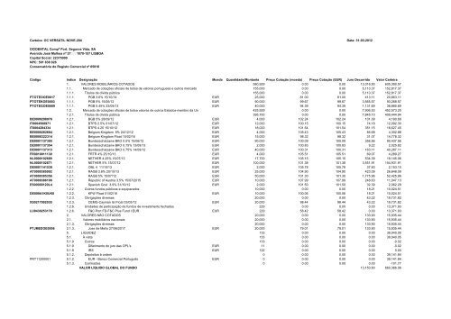 Carteira: OC TESOURO GARANTIDO 1SR 313 Data: 31-03 ... - FEP