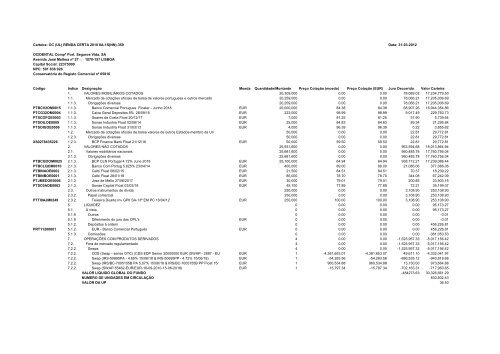 Carteira: OC TESOURO GARANTIDO 1SR 313 Data: 31-03 ... - FEP