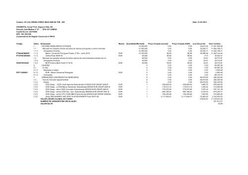 Carteira: OC TESOURO GARANTIDO 1SR 313 Data: 31-03 ... - FEP