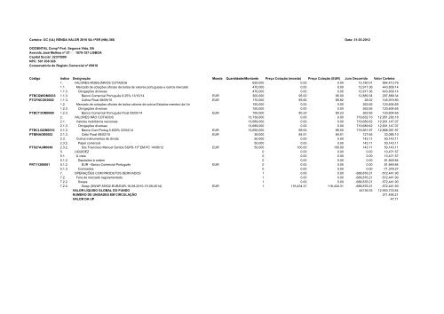 Carteira: OC TESOURO GARANTIDO 1SR 313 Data: 31-03 ... - FEP