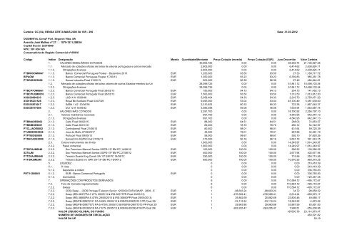 Carteira: OC TESOURO GARANTIDO 1SR 313 Data: 31-03 ... - FEP