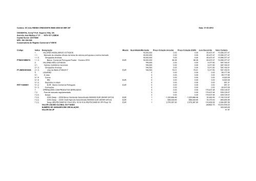 Carteira: OC TESOURO GARANTIDO 1SR 313 Data: 31-03 ... - FEP