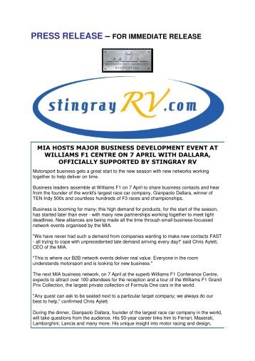 press release - Motorsport Industry Association