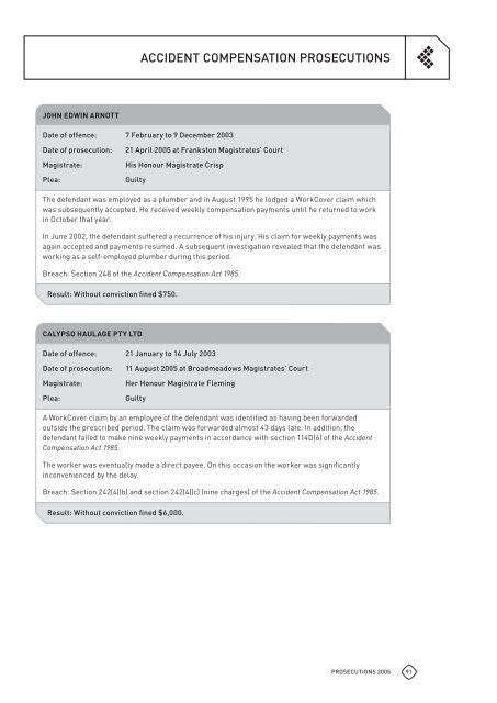 Prosecutions 2005 (PDF 3269kb) - WorkSafe Victoria