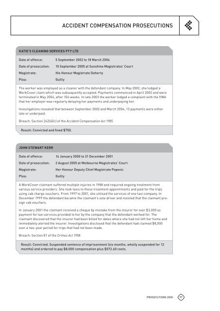 Prosecutions 2005 (PDF 3269kb) - WorkSafe Victoria