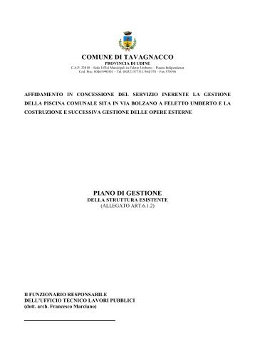 piano di gestione all.6.1.2 17 dicembre - Comune di Tavagnacco