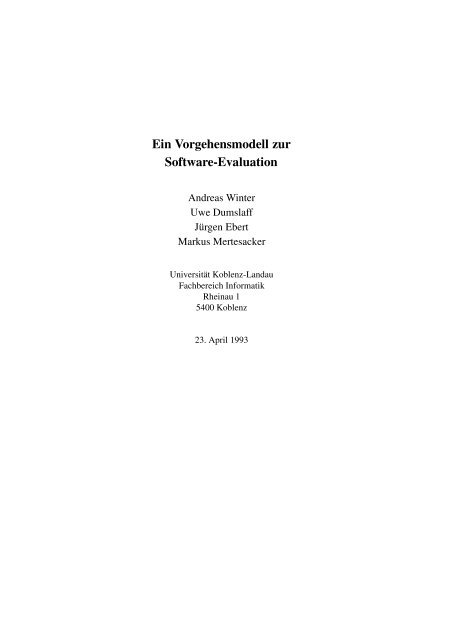 Ein Vorgehensmodell zur Software-Evaluation