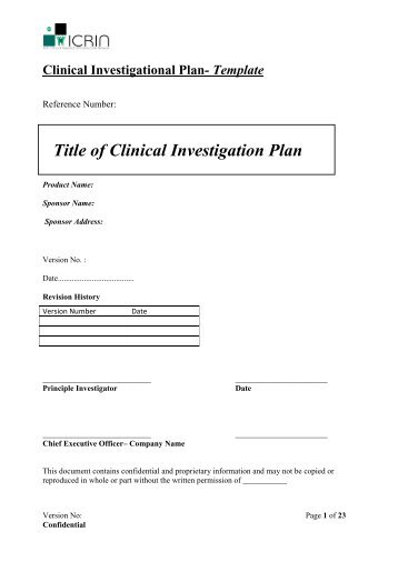 Clinical Investigation Protocol Template - Molecular Medicine Ireland