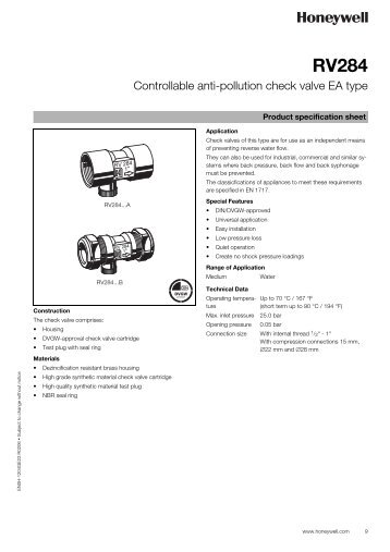 Controllable anti-pollution check valve EA type - Automatikcentret