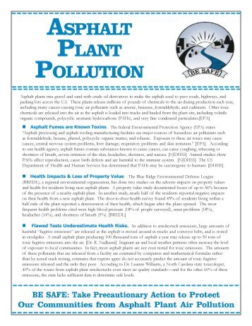 ASPHALT PLANT POLLUTION - Center for Health, Environment ...