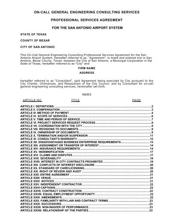 PSA Agreement Template - The City of San Antonio