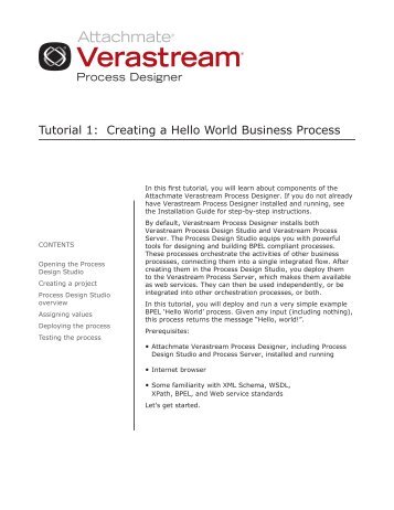 Tutorial 1: Creating a Hello World Business Process - Attachmate