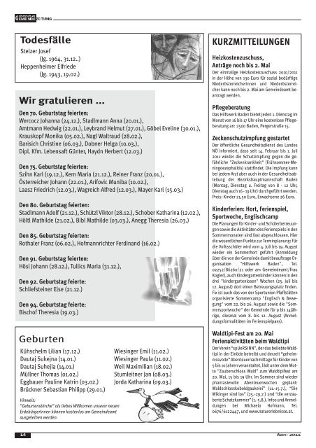 Gemeindezeitung April 2011 - PfaffstÃ¤tten