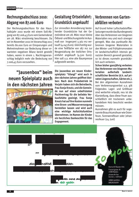 Gemeindezeitung April 2011 - PfaffstÃ¤tten