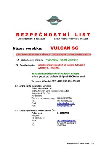 Vulcan SG - Desinsekta sro