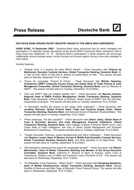 Press Release - GTB - Deutsche Bank