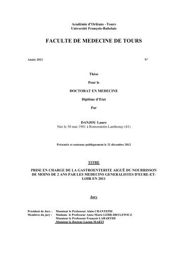 FACULTE DE MEDECINE DE TOURS - UniversitÃ© FranÃ§ois Rabelais