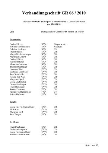 GR-Sitzung 06/2010 (48 KB) - .PDF - St. Johann am Walde