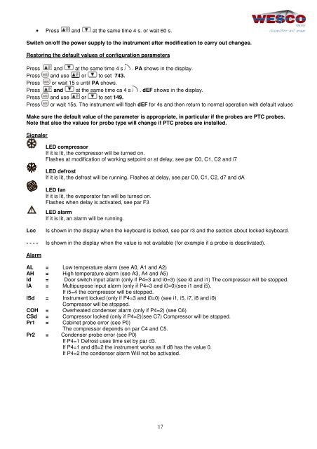 Manual / Handbuch Spare parts list / Ersatzteilliste - WESCO-Navy