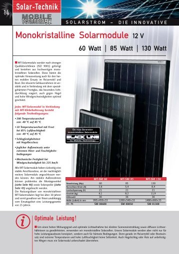 Monokristalline Solarmodule 12 V